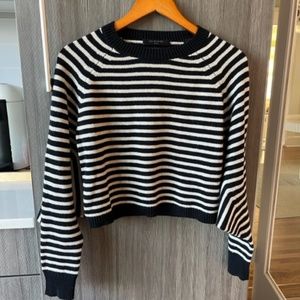 All Saints Cropped Striped Wool Blend Sweater